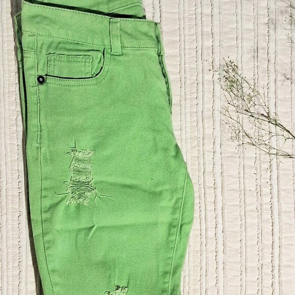 Emperial Green Lime Ripped Skinny Women's Jeans‎ Size 5 Size S. - Picture 15 of 17